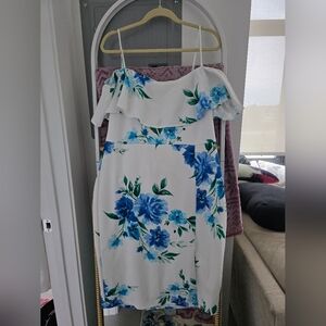Premier White and Blue Dress with Elegant Design